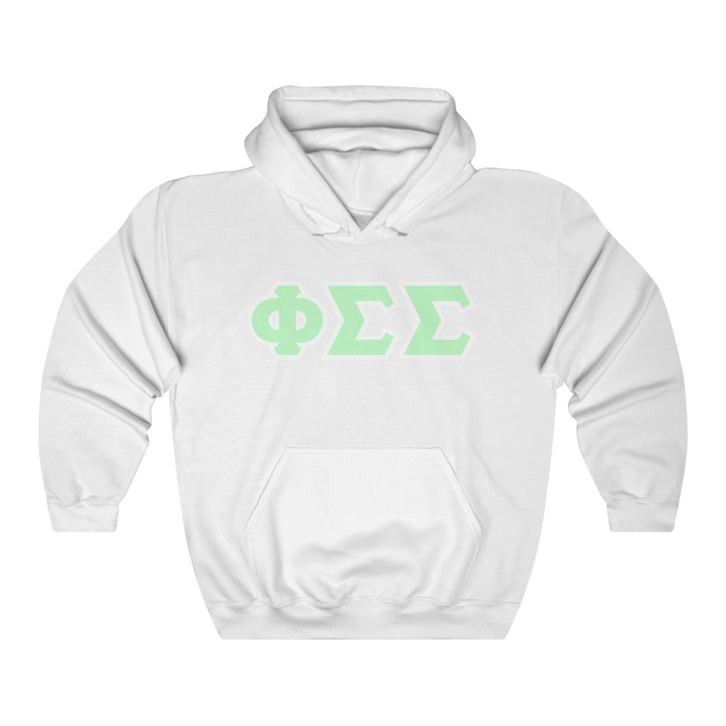 Phi Sig Printed Letters | Mint with White Border Hoodie