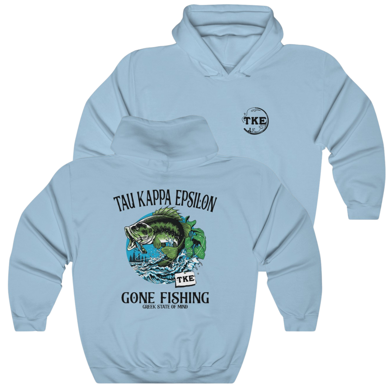 Blue Tau Kappa Epsilon Graphic Hoodie | Gone Fishing | TKE Clothing and Merchandise 