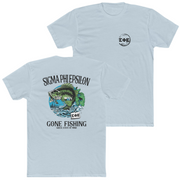 Light Blue Sigma Phi Epsilon Graphic T-Shirt | Gone Fishing | SigEp Clothing - Campus Apparel 
