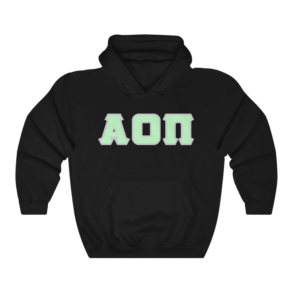 AOII Printed Letters | Mint with Grey Border Hoodie