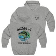 Grey Sigma Pi Graphic Hoodie | Gone Fishing | Sigma Pi Apparel and Merchandise