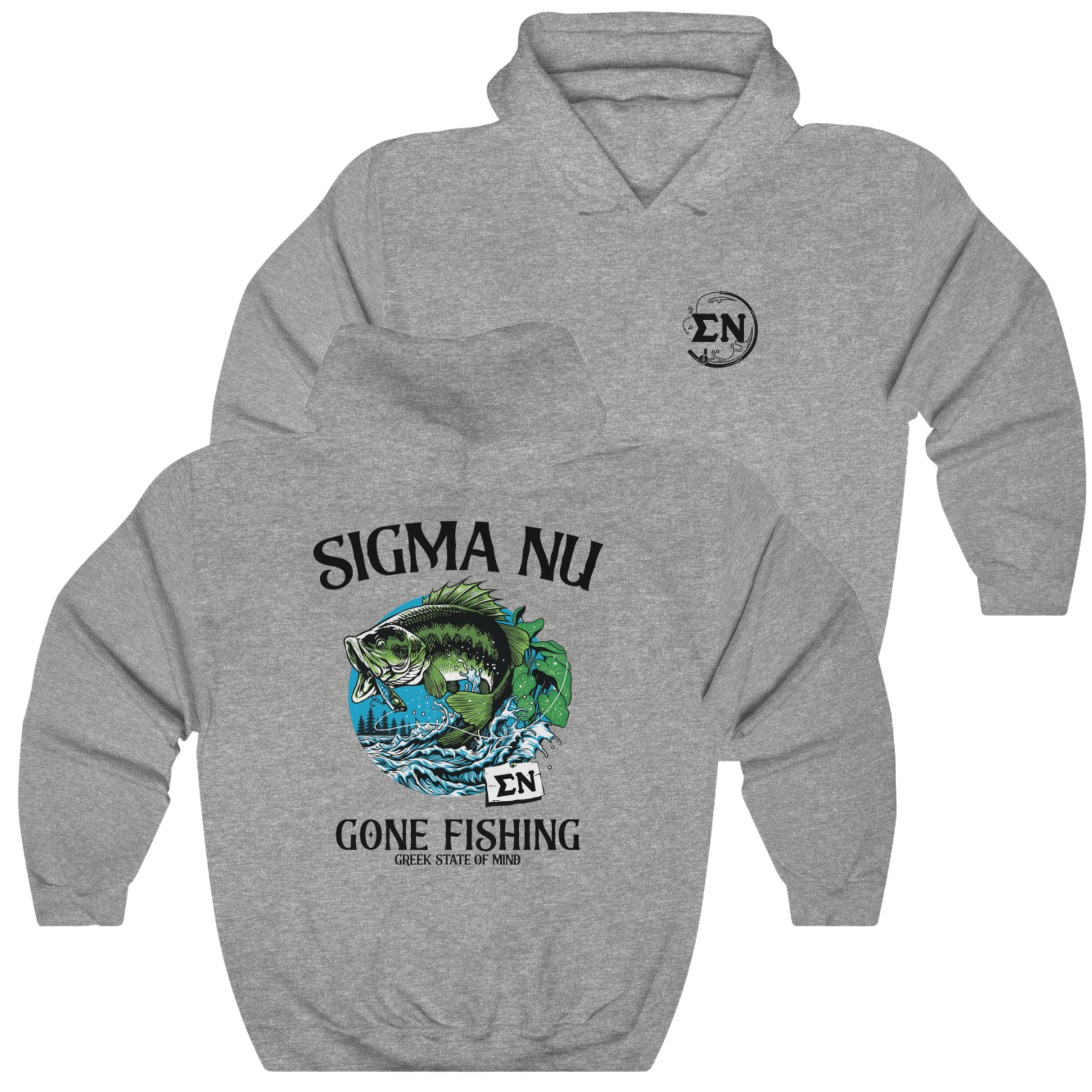 Grey Sigma Nu Graphic Hoodie | Gone Fishing | Sigma Nu Clothing, Apparel and Merchandise