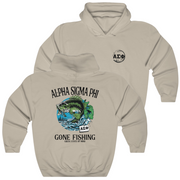 Sand Alpha Sigma Phi Graphic Hoodie | Gone Fishing | Alpha Sigma Phi Fraternity Shirt