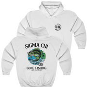 White Sigma Chi Graphic Hoodie | Gone Fishing | Sigma Chi Fraternity Apparel