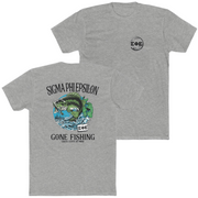 grey Sigma Phi Epsilon Graphic T-Shirt | Gone Fishing | SigEp Clothing - Campus Apparel 