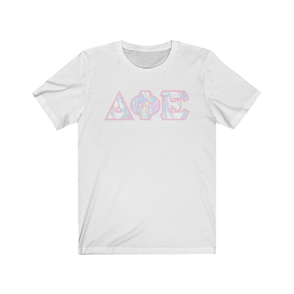 Delta Phi Epsilon Printed Letters | Pastel Tie-Dye T-Shirt