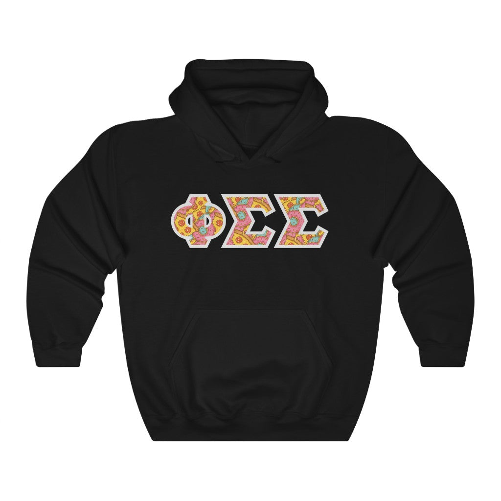 Phi Sigma Sigma Printed Letters | Pizza and Donuts Hoodie