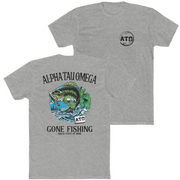 Grey Alpha Tau Omega Graphic T-Shirt | Gone Fishing | Alpha Tau Omega Fraternity Merch  