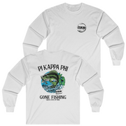 White Pi Kappa Phi Graphic Long Sleeve T-Shirt | Gone Fishing | Pi Kappa Phi Apparel and Merchandise