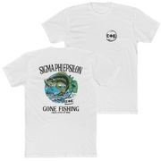 White Sigma Phi Epsilon Graphic T-Shirt | Gone Fishing | SigEp Clothing - Campus Apparel 
