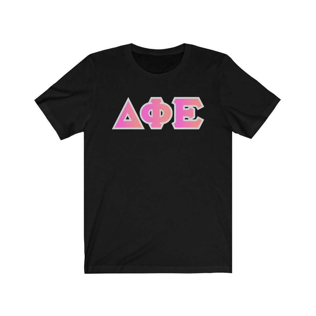 Delta Phi Epsilon Printed Letters | Bubble Gum T-Shirt
