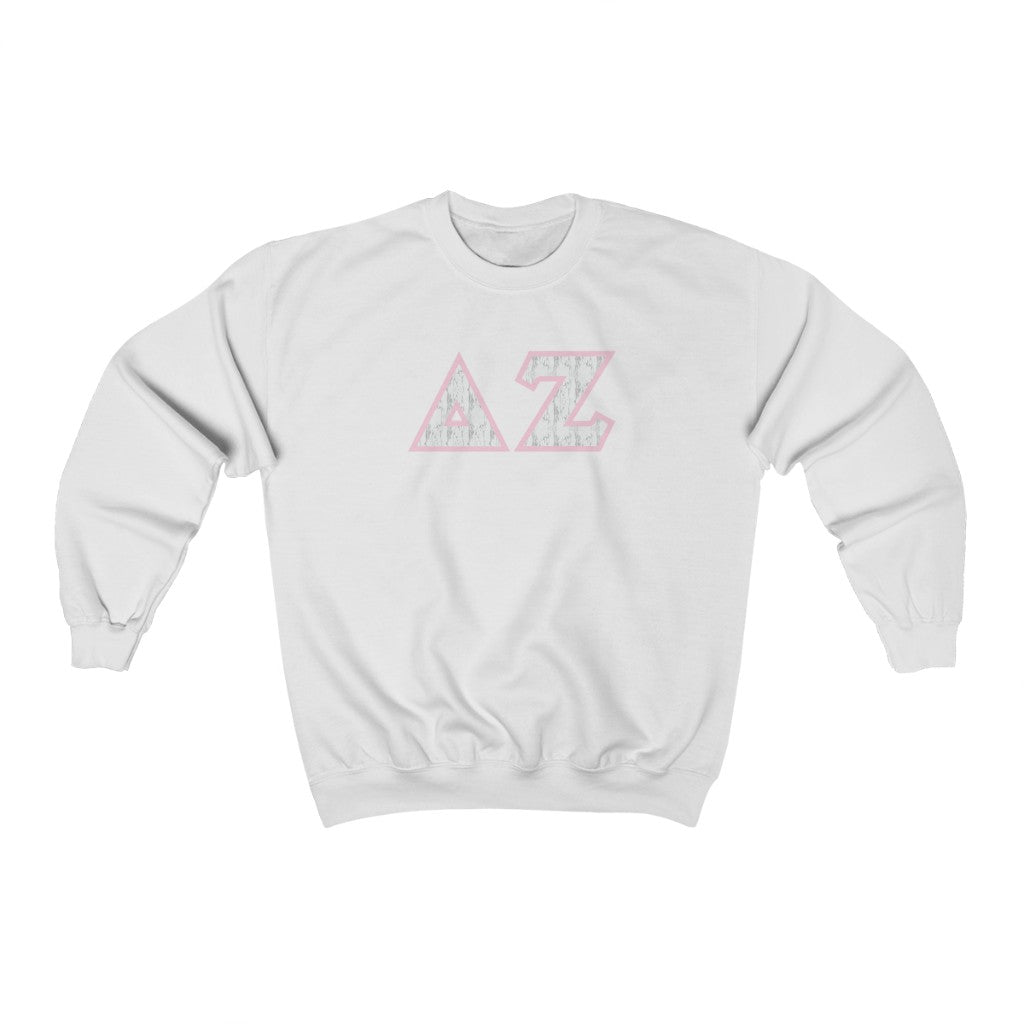 Delta Zeta Printed Letters | Pink Marble Crewneck