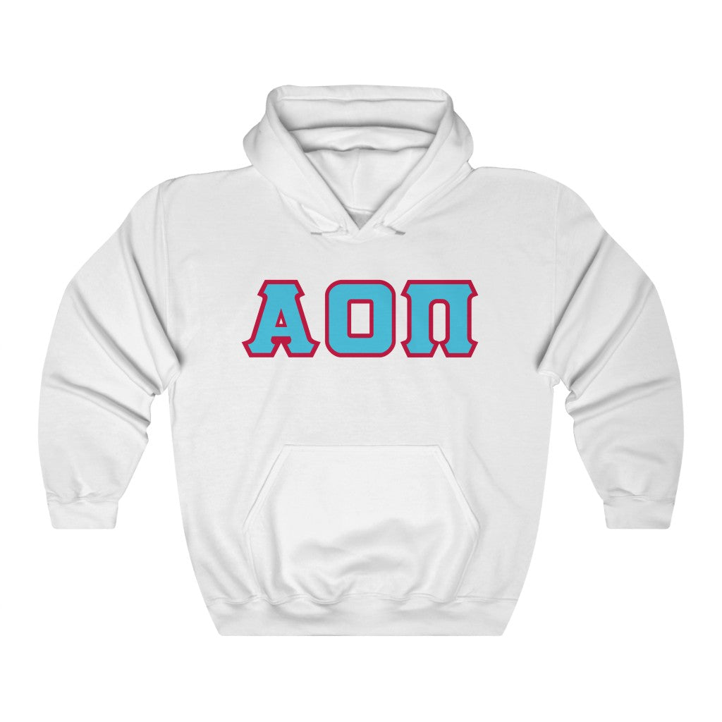 AOII Printed Letters | Cyan with Red Border Hoodie