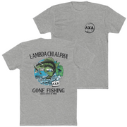 Grey Lambda Chi Alpha Graphic T-Shirt | Gone Fishing | Lambda Chi Alpha Fraternity Apparel 
