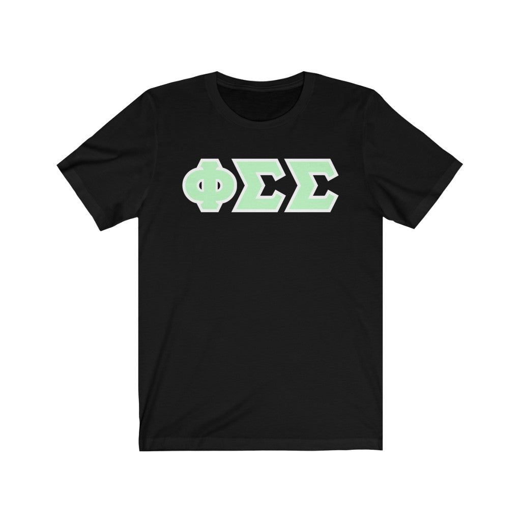 Phi Sigma Sigma Printed Letters | Mint with White Border T-Shirt