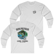 White Sigma Phi Epsilon Graphic Long Sleeve T-Shirt | Gone Fishing | SigEp Clothing - Campus Apparel