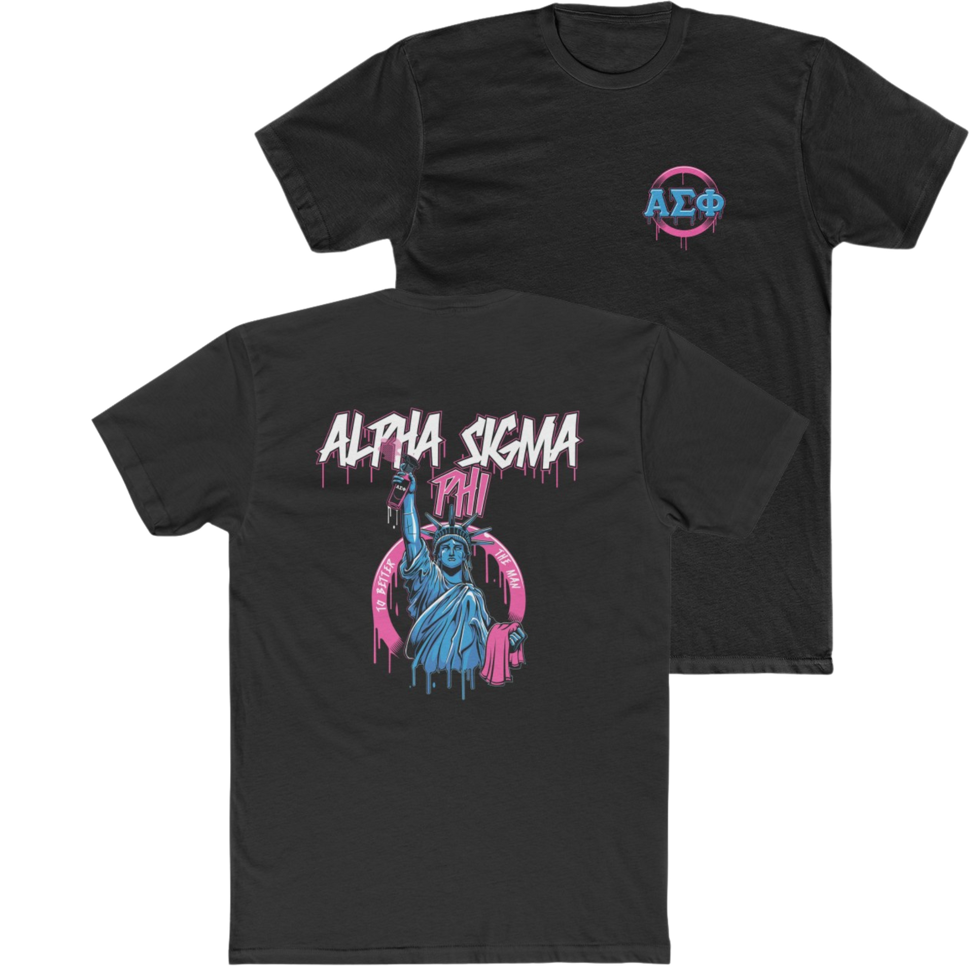 Black Alpha Sigma Phi Graphic T-Shirt | Liberty Rebel | Alpha Sigma Phi Fraternity Shirt 