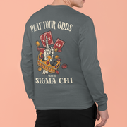Grey Sigma Chi Graphic Long Sleeve | Play Your Odds | Sigma Chi Fraternity Merch House