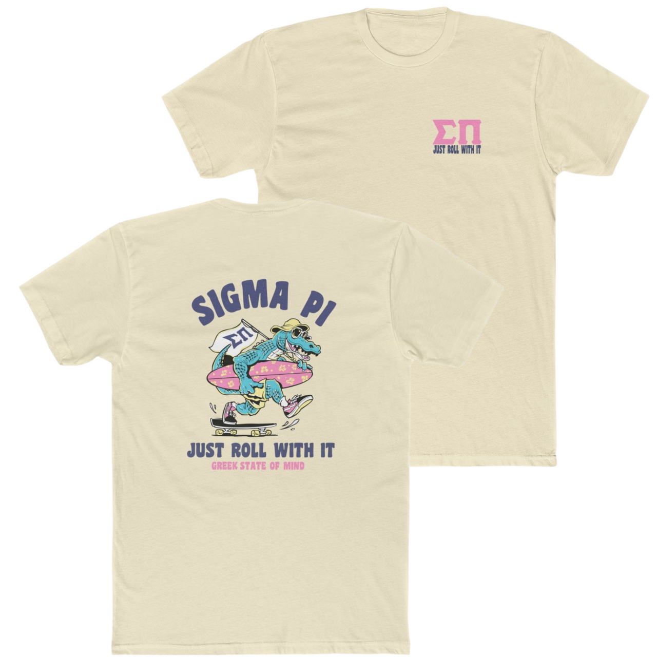 Natural Sigma Pi Graphic T-Shirt | Alligator Skater | Sigma Pi Apparel and Merchandise 