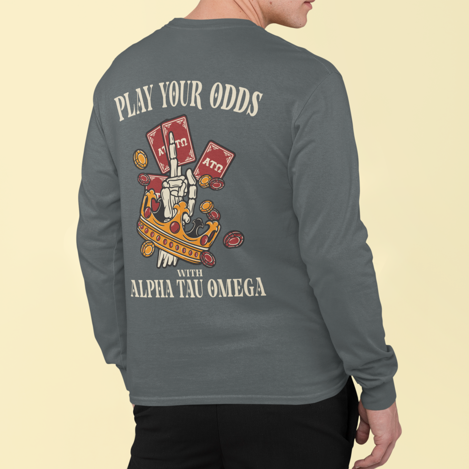 Alpha Tau Omega Graphic Long Sleeve | Play Your Odds | Alpha Tau Omega Fraternity Merchandise model 