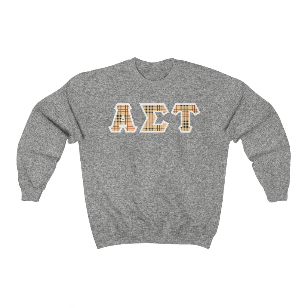 Alpha Sigma Tau Printed Letters | Nova Plaid Crewnecks