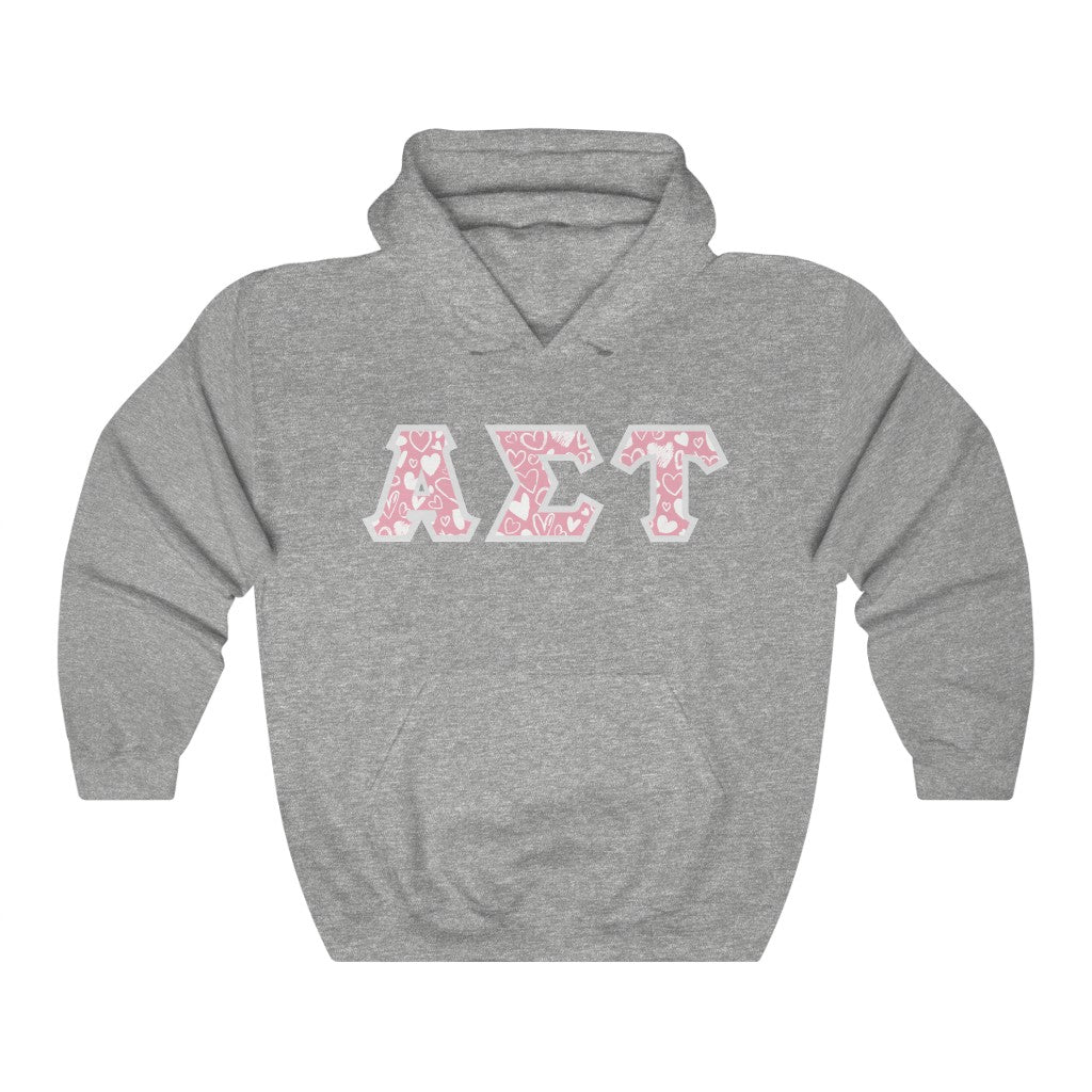 Alpha Sigma Tau Printed Letters | Chalky Hearts Hoodie