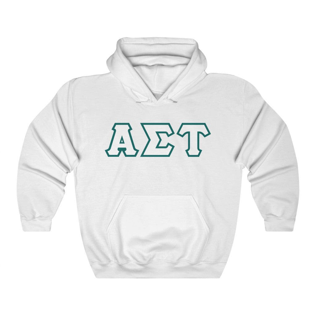 AST Printed Letters | White with Emerald Border Hoodie