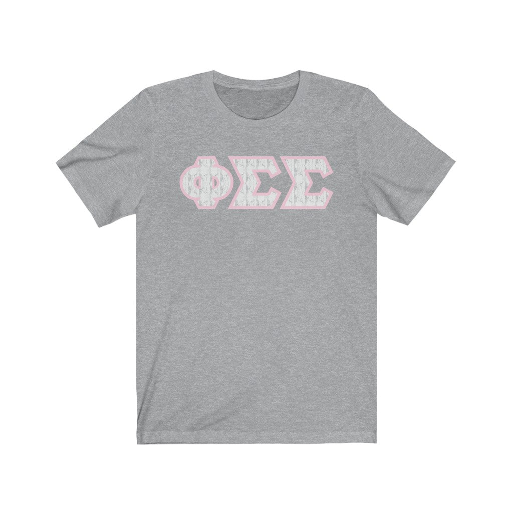 Phi Sig Printed Letters |Marble with Pink Border T-Shirt