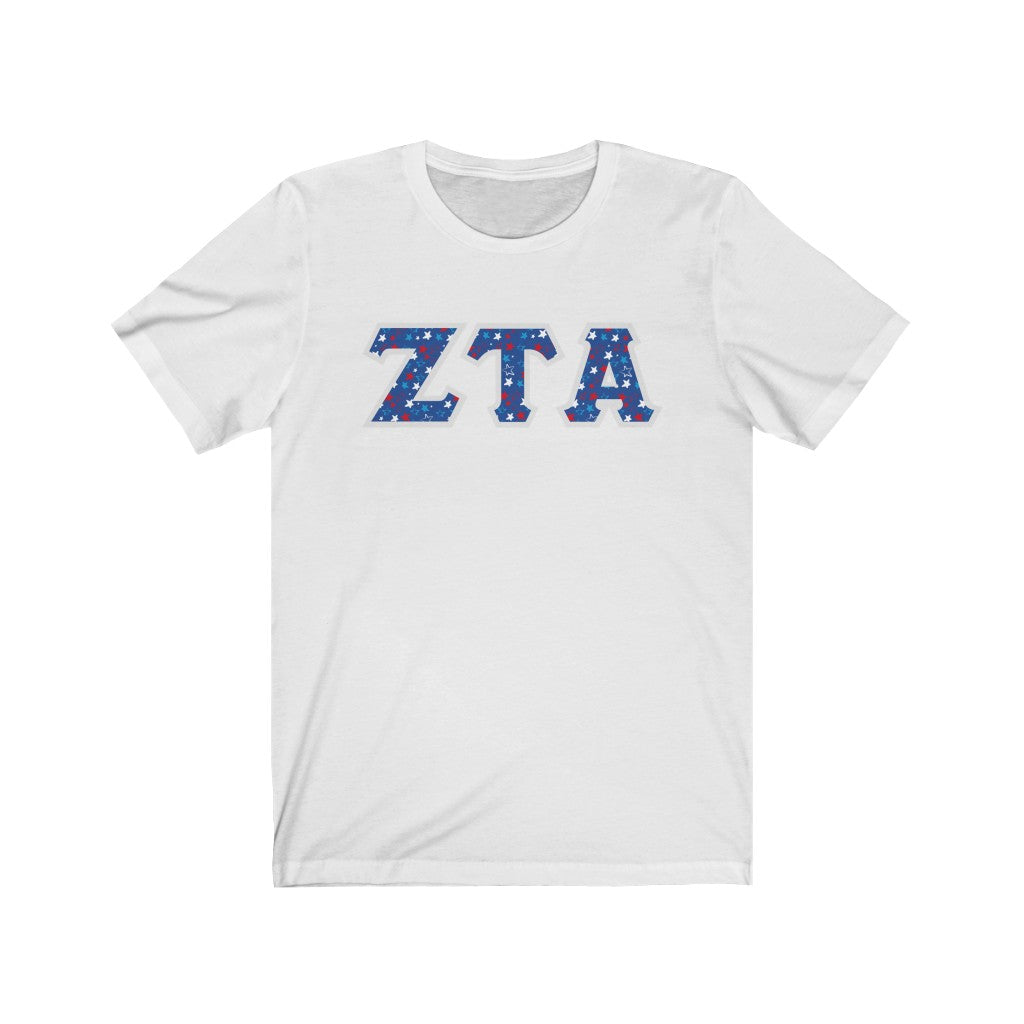 Zeta Tau Alpha Printed Letters | USA Stars T-Shirt