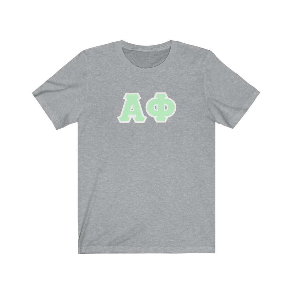 Alpha Phi Printed Letters | Mint with White Border T-Shirt