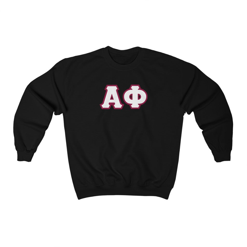 Alpha Phi Printed Letters | White & Maroon Border Crewneck