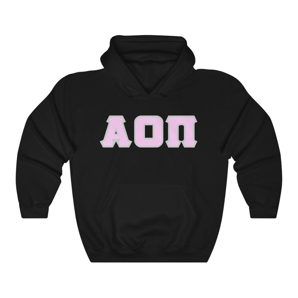 AOII Printed Letters | Light Pink with Grey Border Hoodie