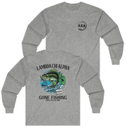 Grey Lambda Chi Alpha Graphic Long Sleeve T-Shirt | Gone Fishing | Lambda Chi Alpha Fraternity Apparel 