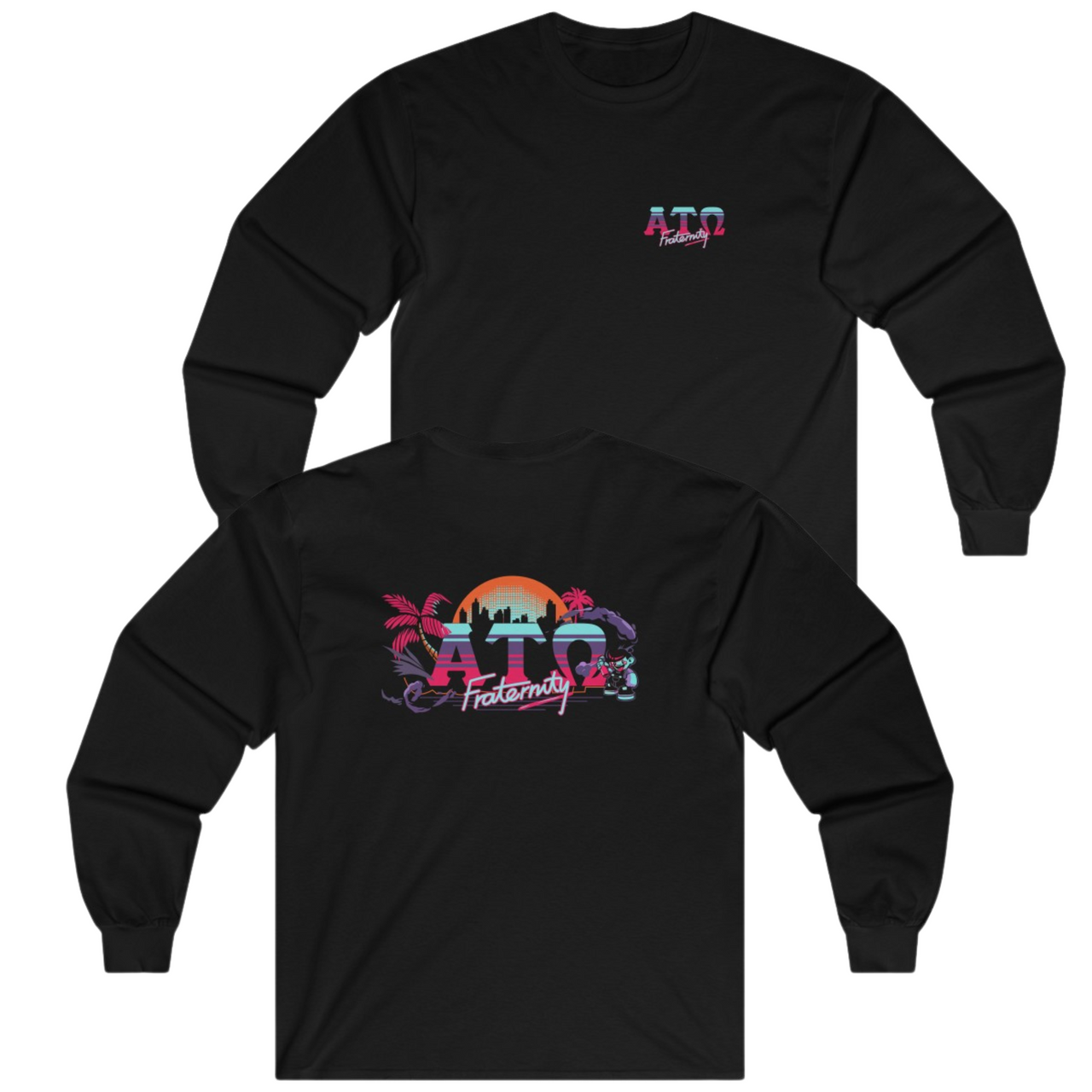 Black Alpha Tau Omega Graphic Long Sleeve | Jump Street | Alpha Tau Omega Fraternity Merchandise 