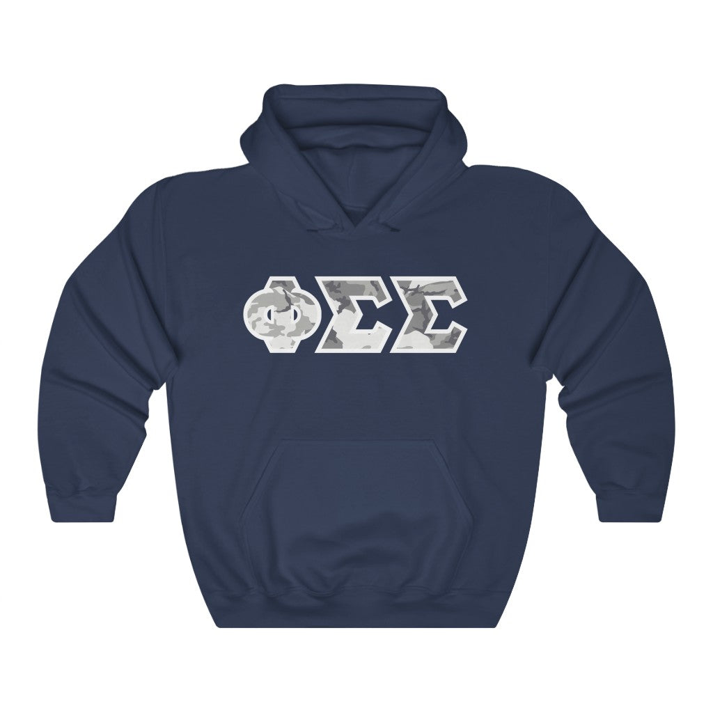 Phi Sigma Sigma Printed Letters | Winter Camo Hoodie