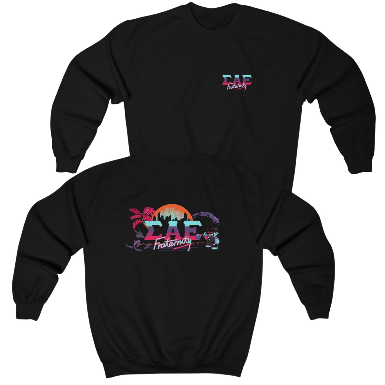 Black Sigma Alpha Epsilon Graphic Crewneck Sweatshirt | Jump Street | Sigma Alpha Epsilon Clothing and Merchandise