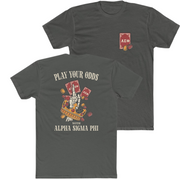 Grey Alpha Sigma Phi Graphic T-Shirt | Play Your Odds | Alpha Sigma Phi Fraternity Shirt 