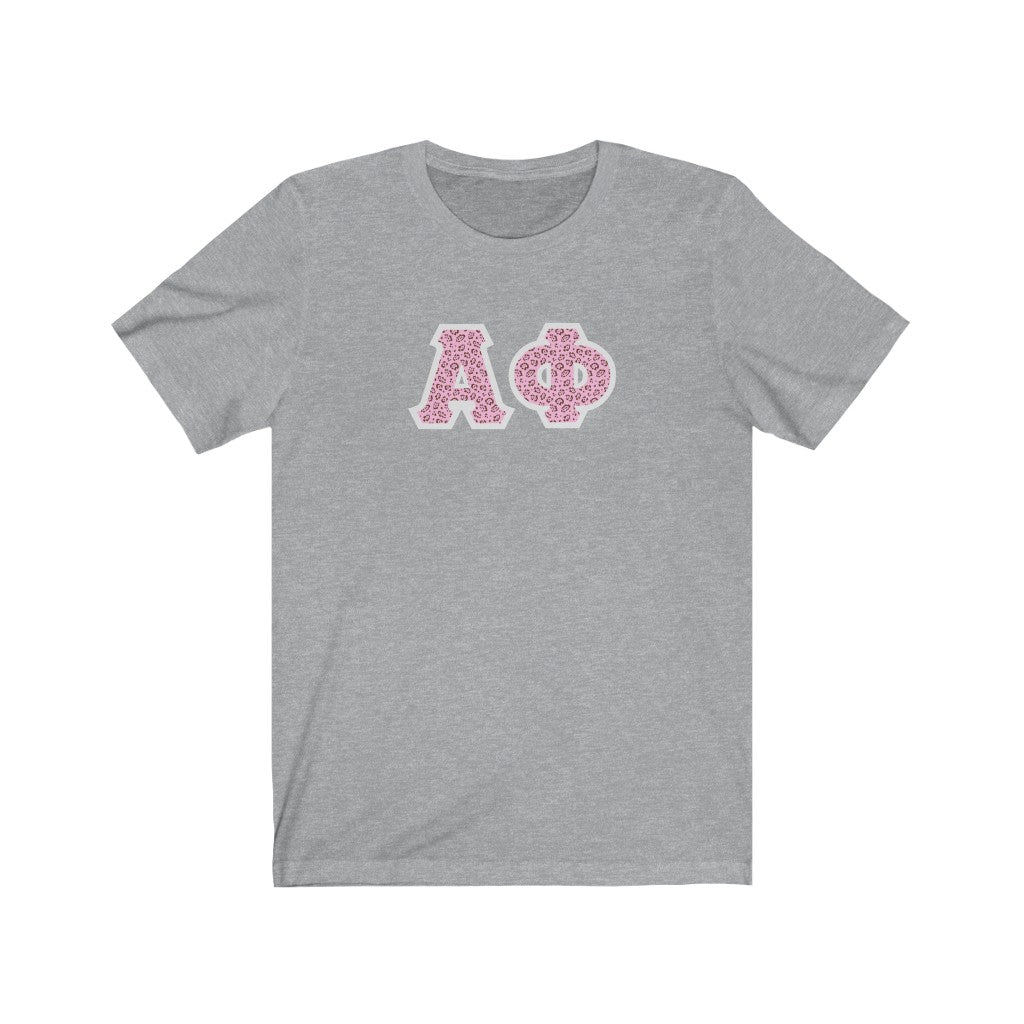 Alpha Phi Printed Letters | Pink Leopard T-Shirt