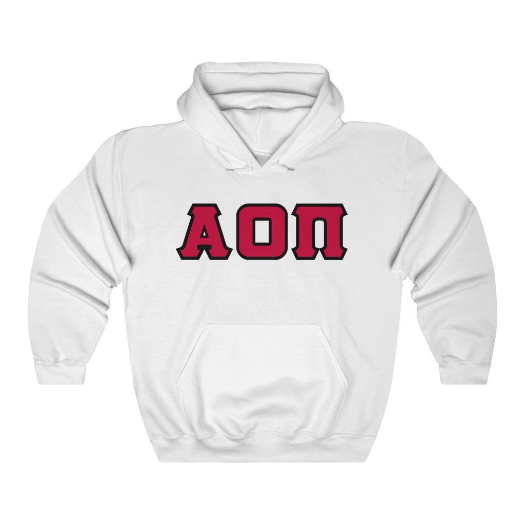 AOII Printed Letters | Cardinal with Black Border Hoodie