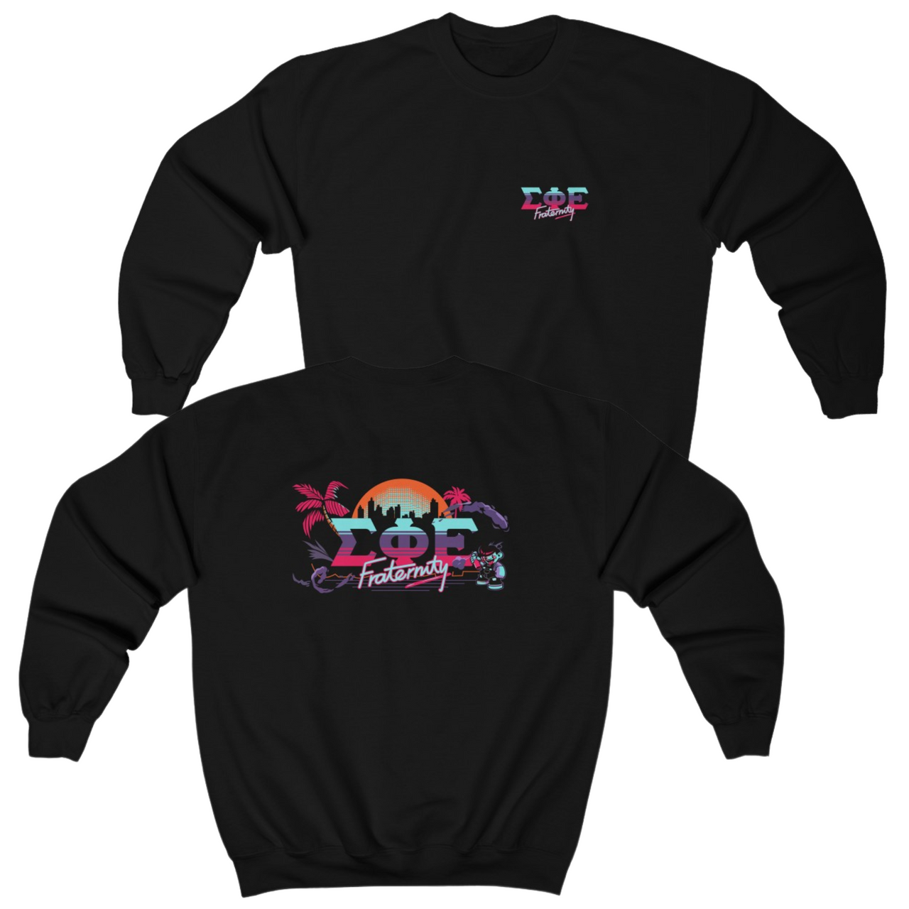 Black Sigma Phi Epsilon Graphic Crewneck Sweatshirt | Jump Street | SigEp Clothing - Campus Apparel