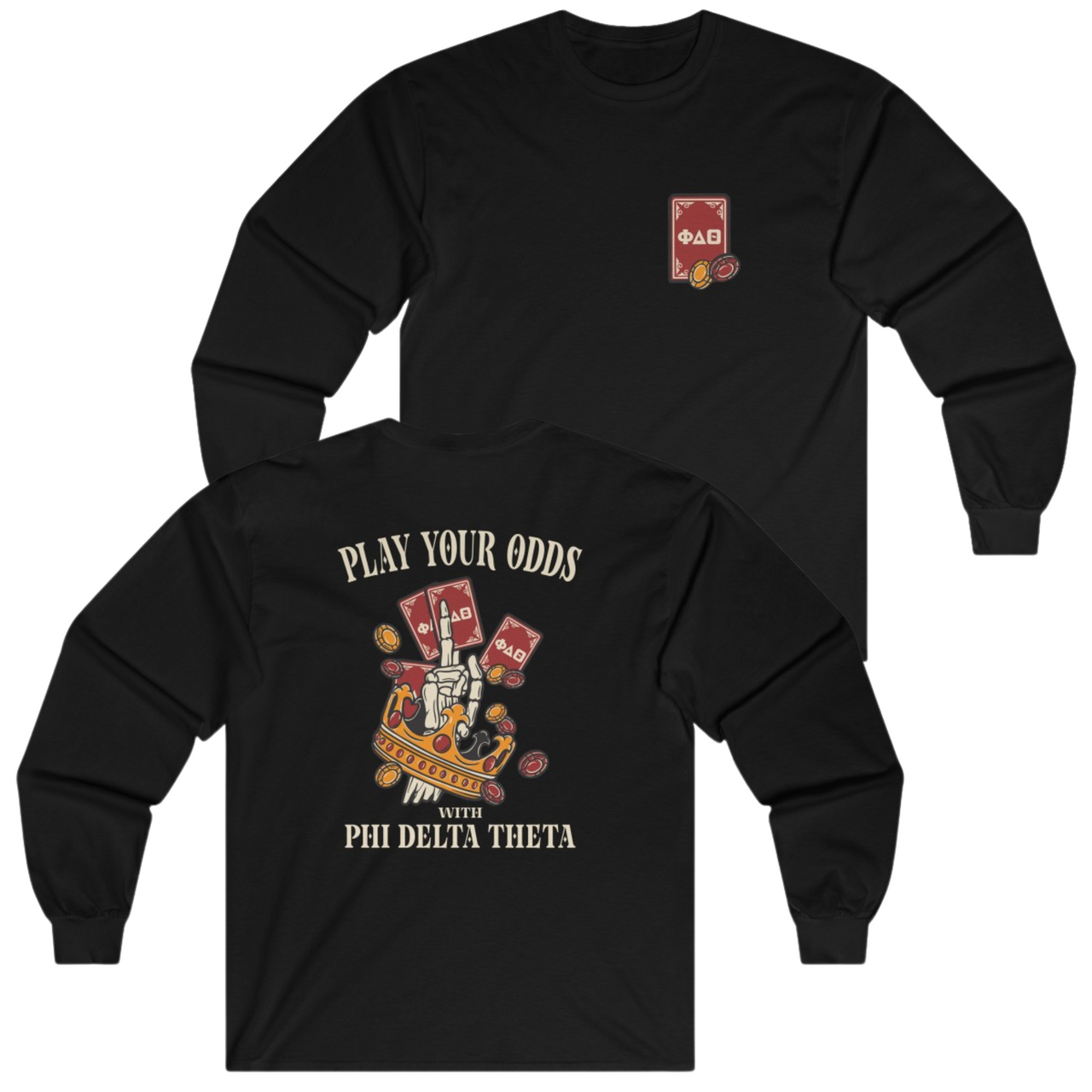 Black Phi Delta Theta Graphic Long Sleeve | Play Your Odds | phi delta theta fraternity greek apparel 