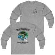 Grey Tau Kappa Epsilon Graphic Long Sleeve T-Shirt | Gone Fishing | TKE Clothing and Merchandise