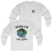 White Sigma Chi Graphic Long Sleeve T-Shirt | Gone Fishing | Sigma Chi Fraternity Apparel