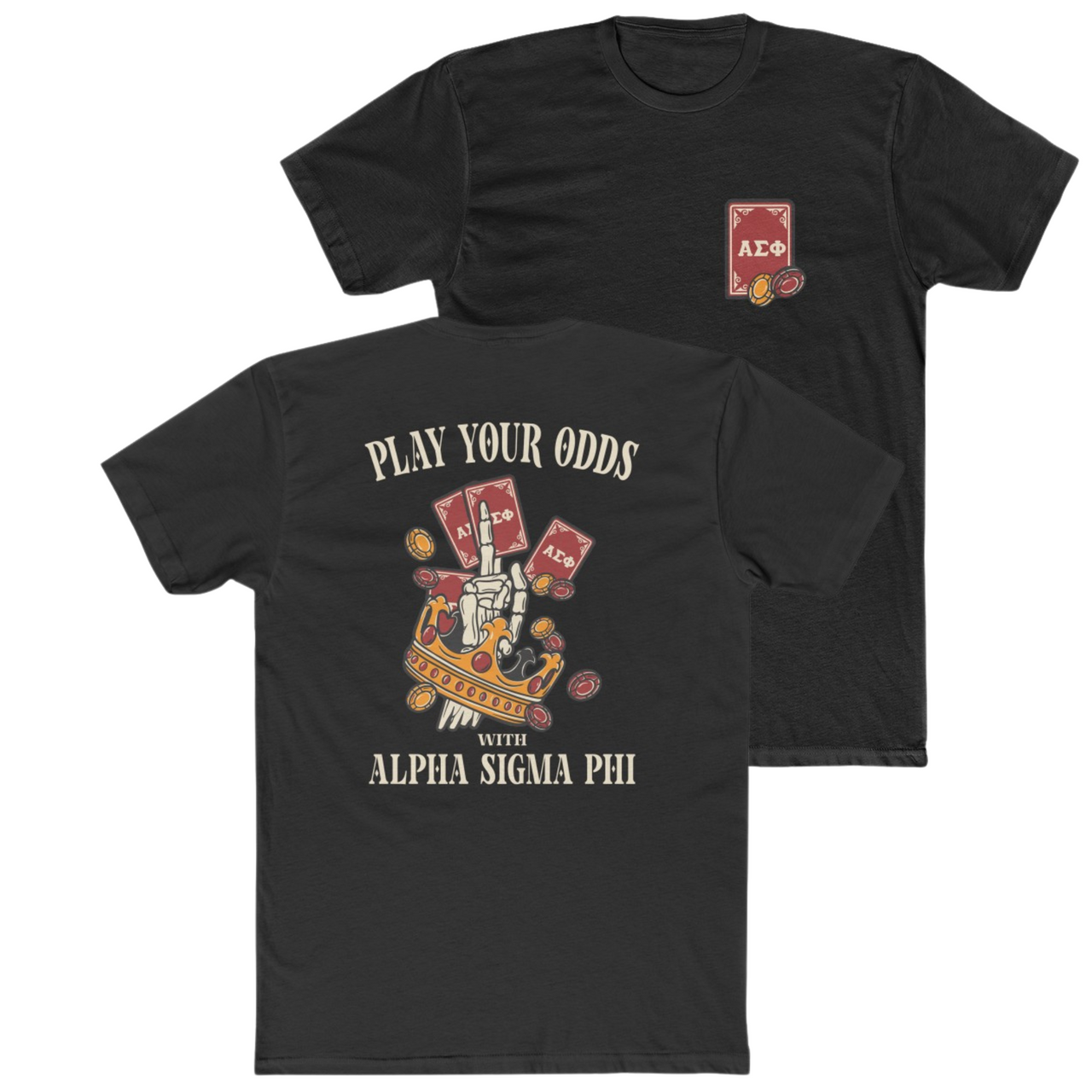 Black Alpha Sigma Phi Graphic T-Shirt | Play Your Odds | Alpha Sigma Phi Fraternity Shirt 