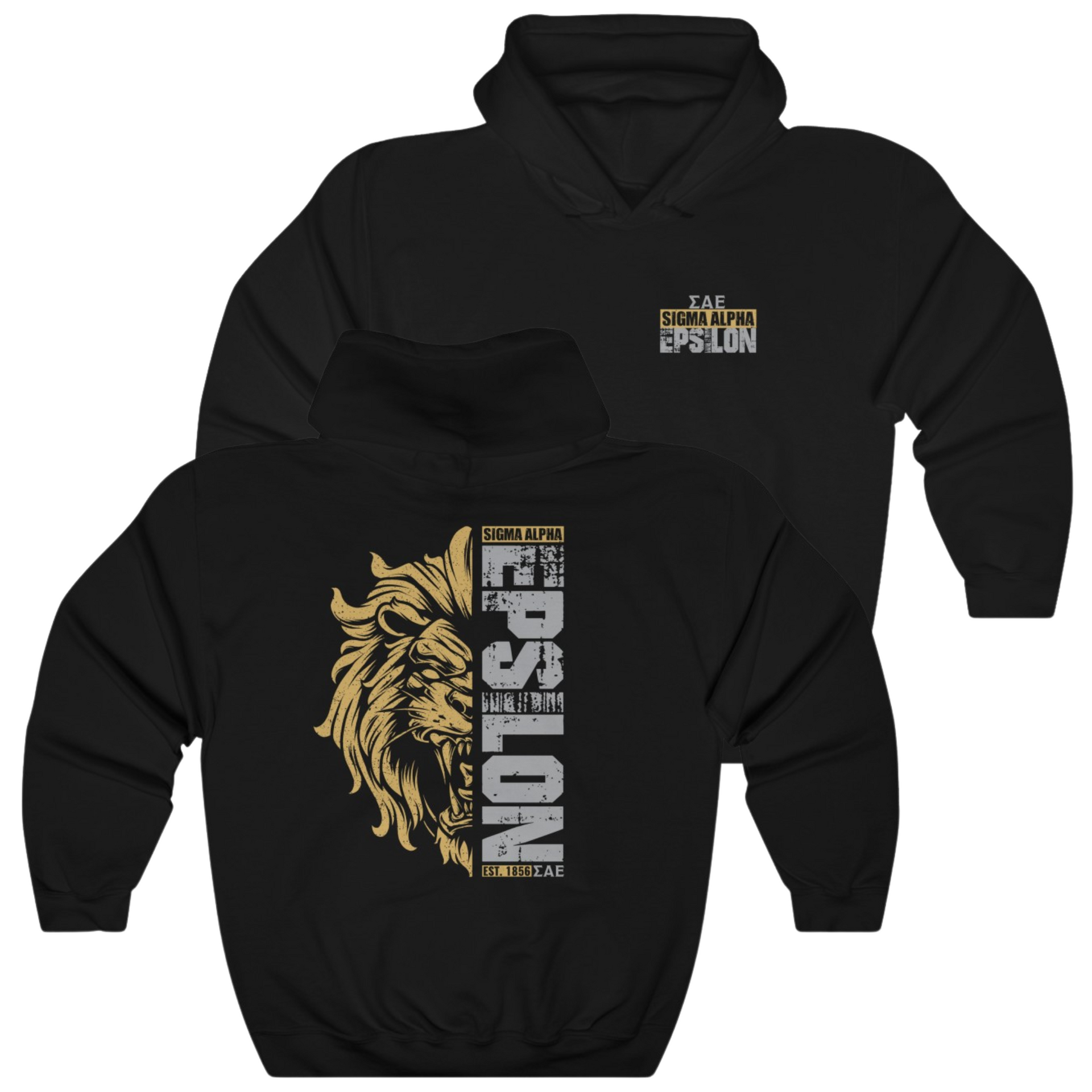 Black Sigma Alpha Epsilon Graphic Hoodie | Lion Hearted | Sigma Alpha Epsilon Clothing and Merchandise