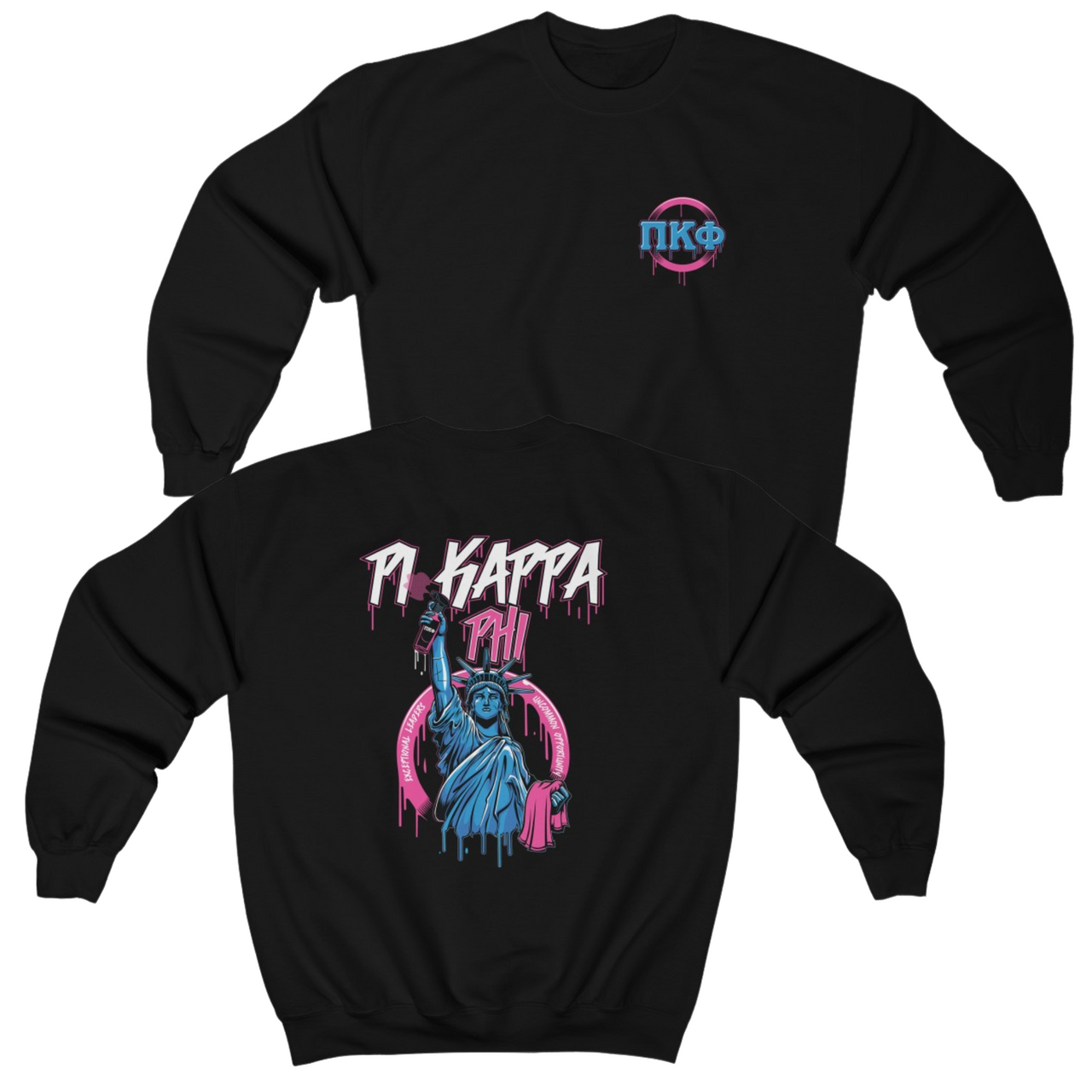 Black Pi Kappa Phi Graphic Crewneck Sweatshirt | Liberty Rebel | Pi Kappa Phi Apparel and Merchandise