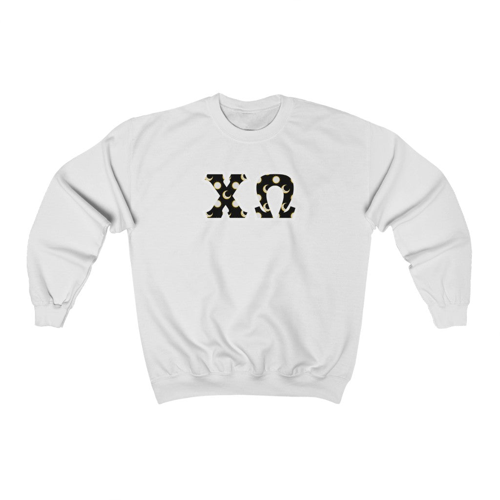 Chi Omega Printed Letters | Sun and Moon Crewneck