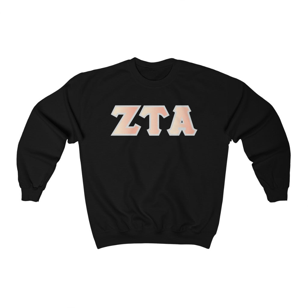 Zeta Tau Alpha Printed Letters | Peach Sunrise Crewneck