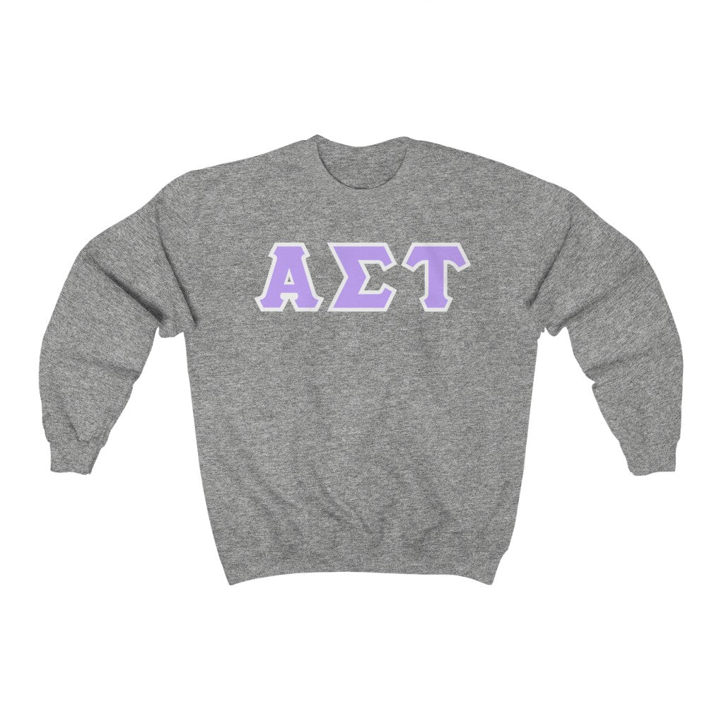 AST Printed Letters | Light Purple & White Border Crewnecks