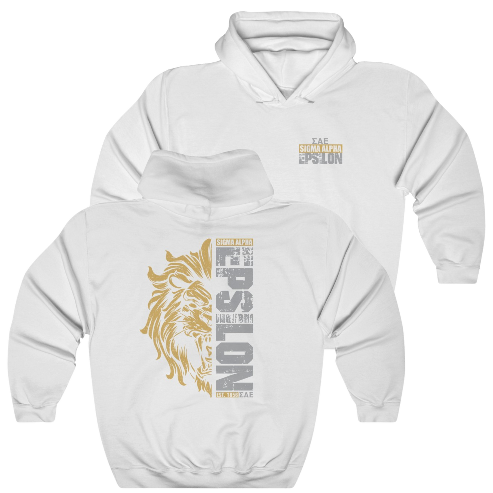 White Sigma Alpha Epsilon Graphic Hoodie | Lion Hearted | Sigma Alpha Epsilon Clothing and Merchandise